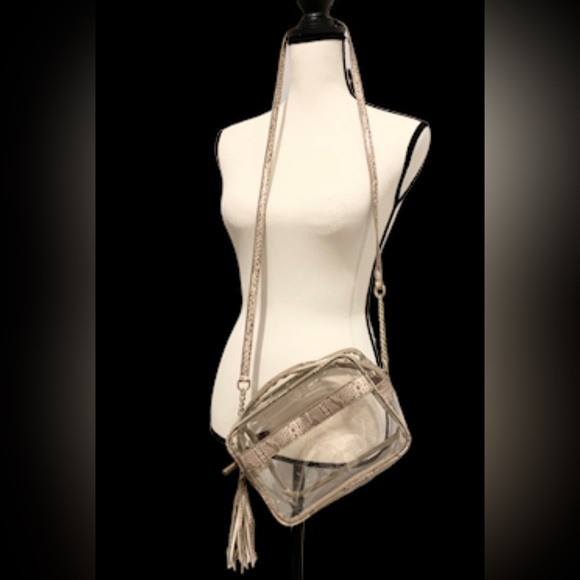 Boutique clear stadium sports venue purse crossbody faux animal print tassel - Picture 7 of 11
